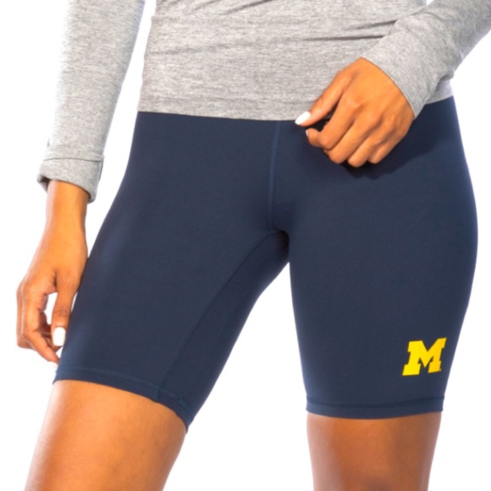 University of Michigan / UMich - Lululemon Blue Biker Shorts with Michigan Logo